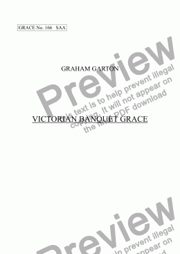 page one of GRACE - No.166 of 252 GARTON GRACES Mainly for  Female Voices but sometimes Mixed. 'VICTORIAN BANQUET GRACE' for SAA a cappella