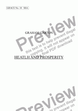 page one of GRACE - No.18 of 252 GARTON GRACES Mainly for  Female Voices but sometimes Mixed. 'HEALTH AND PROSPERITY' for SSA a cappella