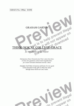 page one of GRACE - No.189a of 252 GARTON GRACES Mainly for  Female Voices but sometimes Mixed. THEOLOGICAL COLLEGE GRACE' Latin Grace for SATB a cappella
