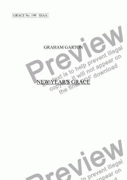 page one of GRACE - No.190 of 252 GARTON GRACES Mainly for  Female Voices but sometimes Mixed.NEW YEAR’S GRACE