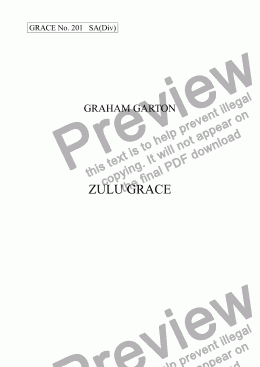 page one of GRACE - No.201 of 252 GARTON GRACES Mainly for  Female Voices but sometimes Mixed. 'ZULU GRACE' for SA(Div.)