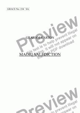 page one of GRACE - No.234 of 252 GARTON GRACES Mainly for  Female Voices but sometimes Mixed. 'MAORI VALEDICTION' for SA a cappella