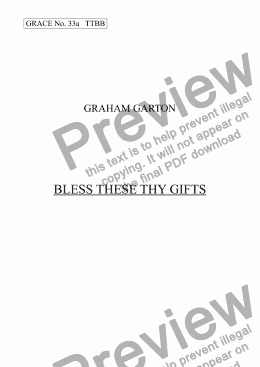 page one of GRACE - No.6 of 252 GARTON GRACES Mainly for  Female Voices but sometimes Mixed. ’BLESS THESE THY GIFTS’ SSA a cappella