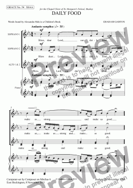 page one of GRACE - No.54 of 252 GARTON GRACES Mainly for  Female Voices but sometimes Mixed. 'DAILY FOOD' for SSAA a cappella