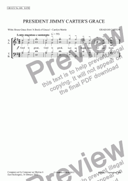 page one of GRACE - No.64b of 252 GARTON GRACES Mainly for  Female Voices but sometimes Mixed. ’PRESIDENT JIMMY CARTER’S GRACE’ Version for SATB a cappella