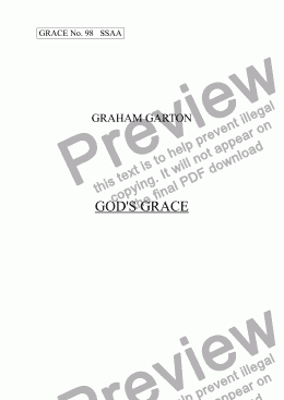 page one of GRACE - No.98 of 252 GARTON GRACES Mainly for  Female Voices but sometimes Mixed. ’GOD’S GRACE’ SSAA a cappella
