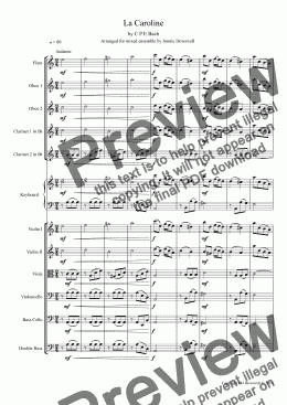 page one of Bach CPE - La Caroline for mixed ensemble