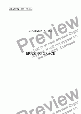 page one of GRACE - No.112 of 252 GARTON GRACES Mainly for  Female Voices but sometimes Mixed. 'ERASING GRACE' SSAA a cappella