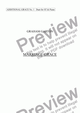 page one of GRACE - Additional GRACE No.1 to 246 GARTON GRACES Mainly for  Female Voices but sometimes Mixed. MARRIAGE GRACE’ Vocal Duet for Soprano and Tenor with Piano