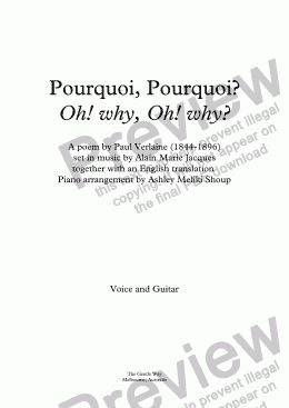 page one of Pourquoi, pourquoi? (A. Jacques / Verlaine) - bilingual
