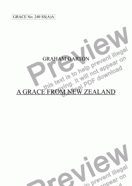 page one of GRACE - No.240 of 252 GARTON GRACES Mainly for  Female Voices but sometimes Mixed. 'A GRACE FROM NEW ZEALAND' SA(orA1)A a cappella