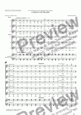 page one of GRACE - No.62 of 252 GARTON GRACES Mainly for  Female Voices but sometimes Mixed. 'A GRACE OF PRAISE' SSA a cappella