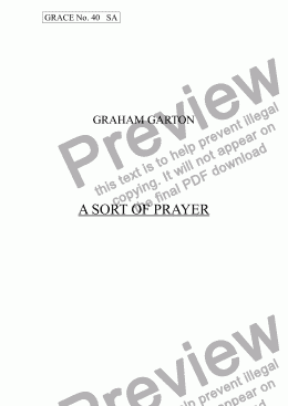 page one of GRACE - No.40 of 252 GARTON GRACES Mainly for  Female Voices but sometimes Mixed. 'A SORT OF PRAYER' for SA a cappella