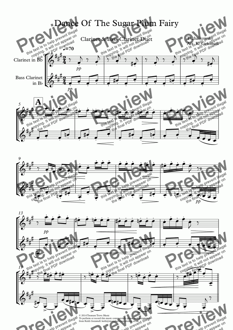 page one of Dance Of  The Sugar Plum Fairy: Clarinet & Bass Clarinet Duet