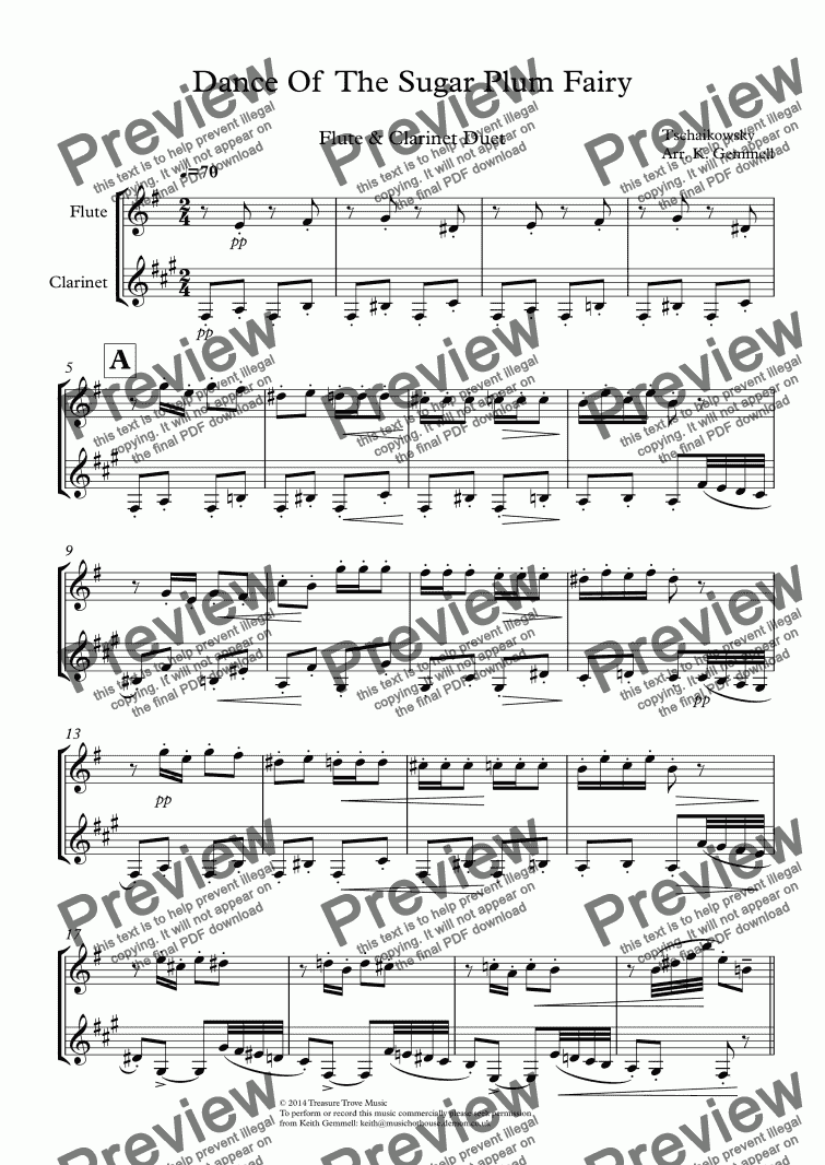 page one of Dance Of  The Sugar Plum Fairy: Flute & Clarinet Duet
