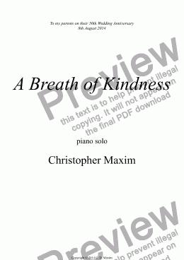 page one of A Breath of Kindness (Piano solo)