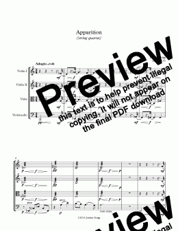 page one of Apparition (string quartet)