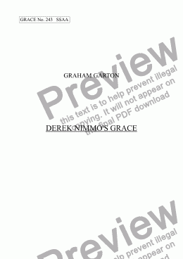 page one of GRACE - No.243 of 252 GARTON GRACES Mainly for  Female Voices but sometimes Mixed. 'DEREK NIMMO’S GRACE' for SSAA a cappella