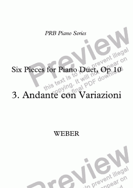 page one of PRB Piano Series: Six Pieces for Piano Duet - (3) Andante