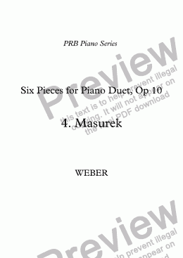 page one of PRB Piano Series: Six Pieces for Piano Duet - (4) Masurek