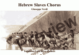 page one of Hebrew Slaves Chorus from Nabucco ("Va, pensiero" ) for Trombone (low brass) Quintet