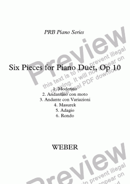 page one of PRB Piano Series: Six Pieces for Piano Duet - (Complete)