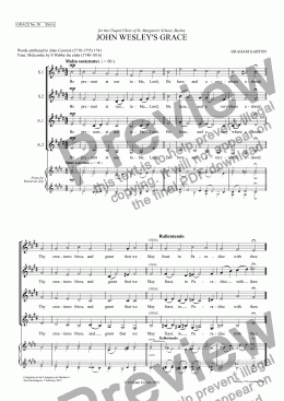 page one of GRACE - No.50 of 252 GARTON GRACES Mainly for  Female Voices but sometimes Mixed. 'JOHN WESLEY’S GRACE' for SSAA a cappella