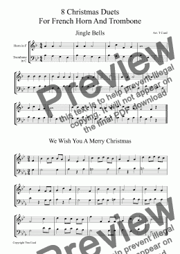 page one of 8 Christmas Duets For French Horn And Trombone