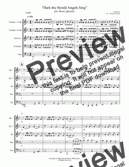 page one of Jazz Christmas Carol - Hark the Herald Angels Sing (Brass Quintet)