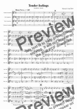 page one of Tender feelings - Saxophone Quartet