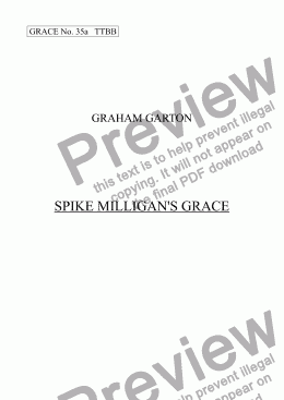 page one of GRACE - No.35a of 252 GARTON GRACES Mainly for  Female Voices but sometimes Mixed. ’SPIKE MILLIGAN’S GRACE’ A light-hearted Grace for SATB a cappella