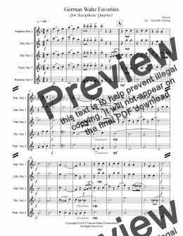 page one of German Waltz (Oktoberfest) Medley (for Saxophone Quartet SATB or AATB)