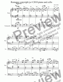 page one of Romance copyright ju 4 2010 piano and cello