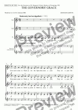 page one of GRACE - No.60 of 252 GARTON GRACES Mainly for  Female Voices but sometimes Mixed. 'THE GOVERNORS’ GRACE' for SSA a cappella