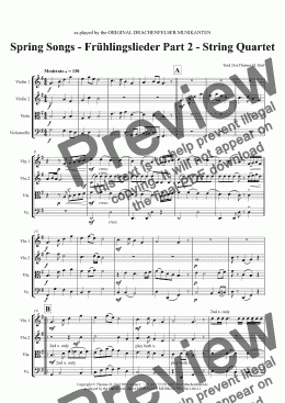 page one of Spring Songs - Frühlingslieder Part 2 - String Quartet
