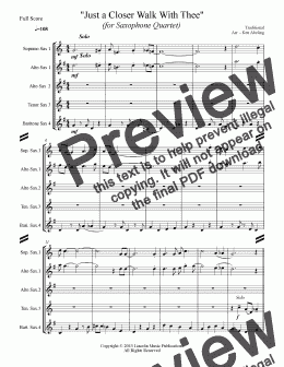 page one of Dixieland - A Closer Walk With Thee (Saxophone Quartet SATB or AATB)