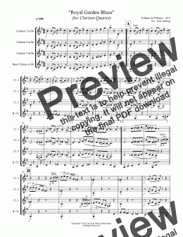page one of Dixieland - Royal Garden Blues (Clarinet Quartet)