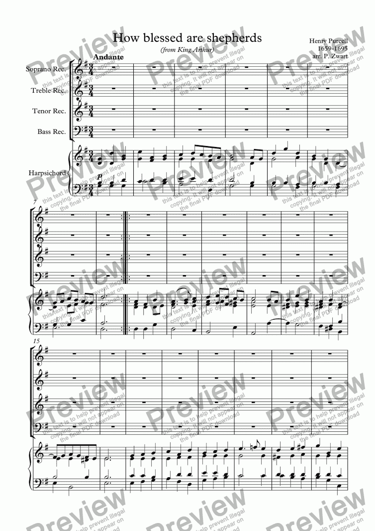 page one of How blessed are shepherds (Purcell)
