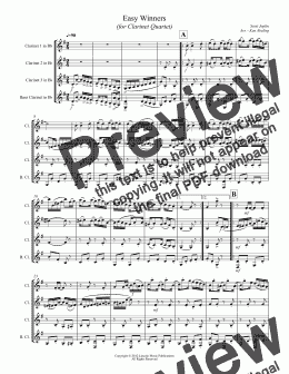 page one of Joplin - The Easy Winners (Clarinet Quartet)