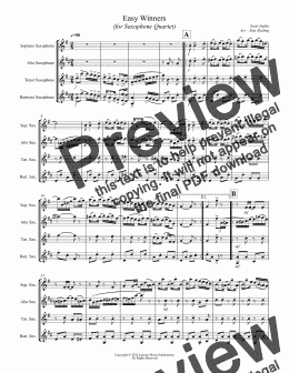 page one of Joplin - The Easy Winners (Saxophone Quartet SATB)