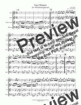 page one of Joplin - The Easy Winners (Woodwind Quartet)