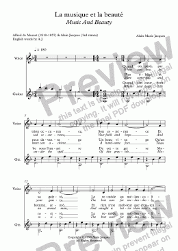 page one of La musique et la beauté (A. Jacques / Musset) - bilingual