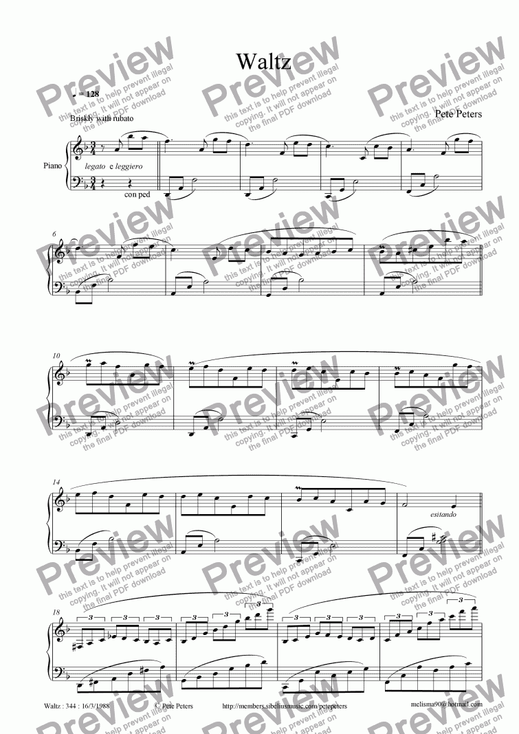page one of Waltz (Piano 344)