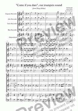 page one of Come if you dare, our trumpets sound (Purcell)