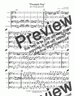 page one of Joplin - Pineapple Rag (String Quartet)