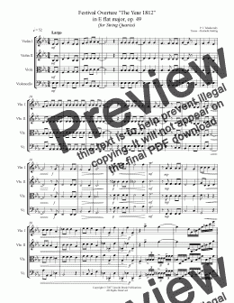page one of 1812 Overture - P. I. Tchaikovsky (String Quartet)