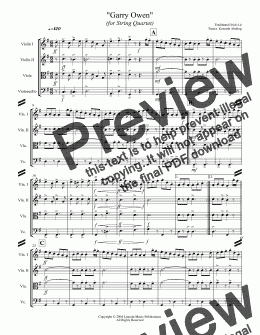 page one of March - Garry Owen (String Quartet)