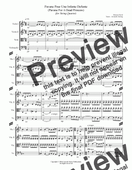 page one of Ravel - Pavane For a Dead Princess (String Quartet)
