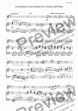 page one of An Intimate Conversation for Clarinet and Piano