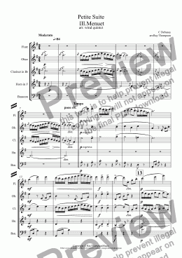 page one of Debussy: Petite Suite: III.Menuet (wind quintet)
